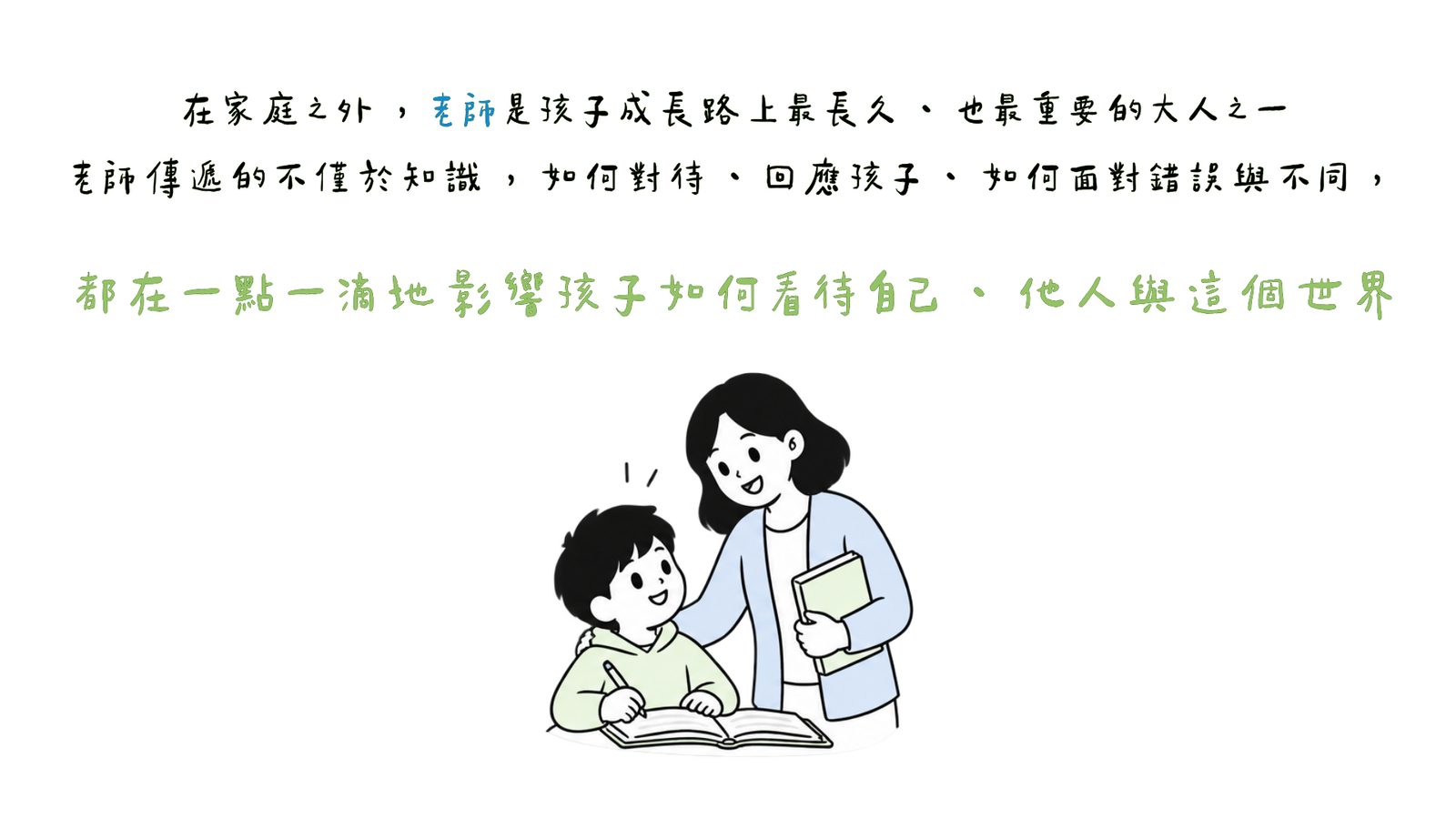 這些能力 ， 並非學會一套方法便能一蹴可幾 ， 而需要在一次次真實的互動 、 對話與交流中 ， 持續練習 、 累積與成長 每天的課堂 ， 正是孩子培養這些能力最重要的場域 (2)